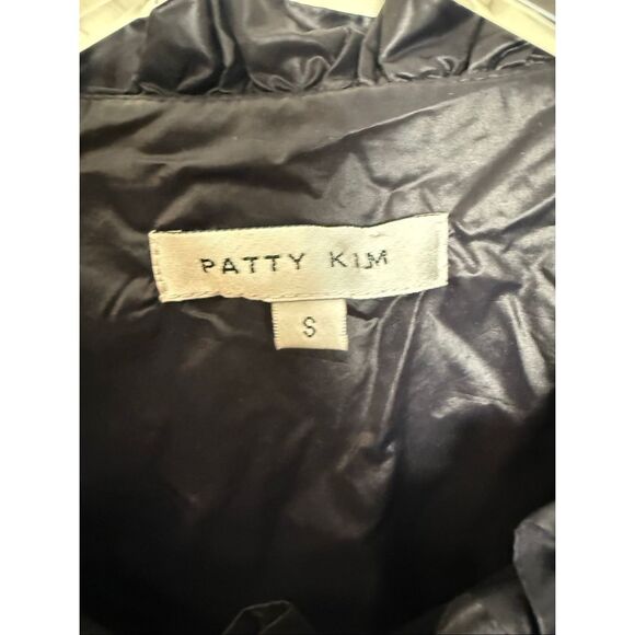 Patty Kim Gray Ruffle Trim Lightweight Puffer Jacket Size Small – Quilted Nylon - Picture 2 of 4